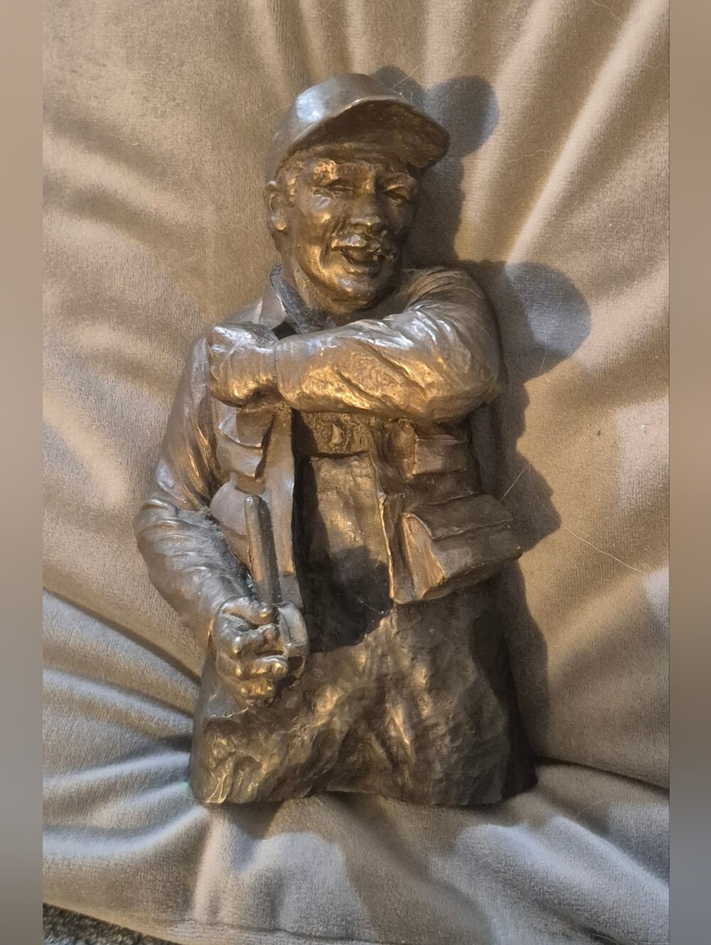 Mark Hopkins Bronze Fisherman Sculpture Signed 1995 #125/750 6.5” 7.8lb